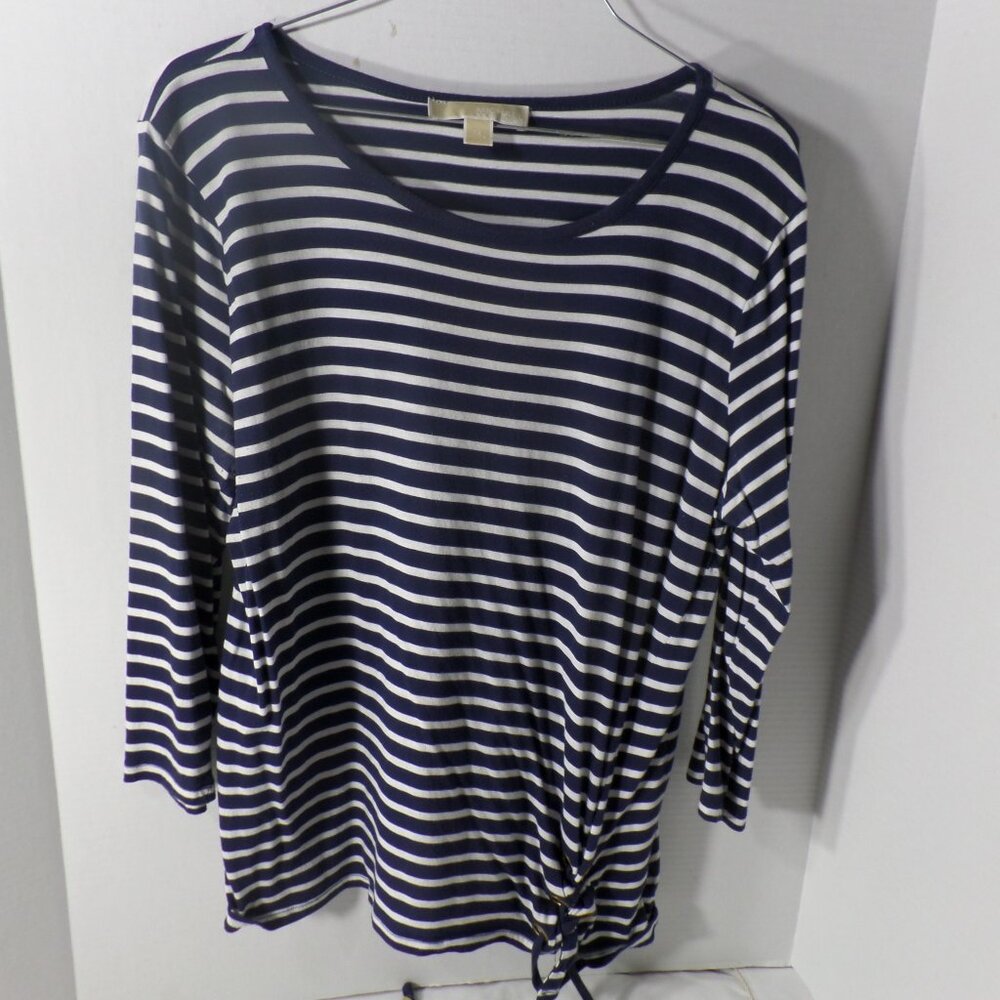 Michael Kors Navy Blue Striped ¾” sleeves Top – Size XL